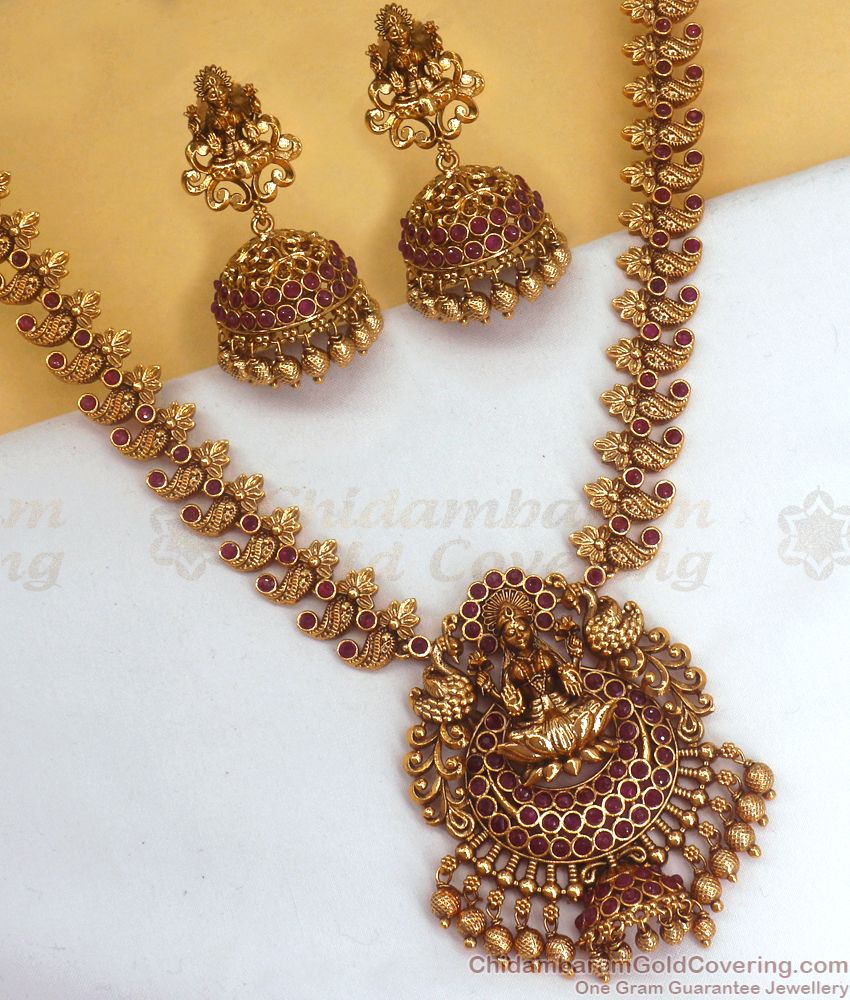 TNL1068 - Nagas Lakshmi Design Antique Necklace Earring Combo