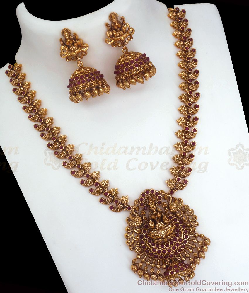 TNL1068 - Nagas Lakshmi Design Antique Necklace Earring Combo