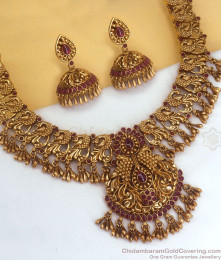 TNL1072 - First Quality Peacock Design Antique Necklace Earring Combo TNL1072 - First Quality Peacock Design Antique Necklace Earring Combo