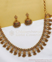 TNL1078 - Lakshmi Design Premium Antique Necklace with Earrings TNL1078 - Lakshmi Design Premium Antique Necklace with Earrings