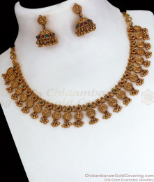 TNL1078 - Lakshmi Design Premium Antique Necklace with Earrings TNL1078 - Lakshmi Design Premium Antique Necklace with Earrings