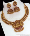 TNL1079 - Lakshmi Peacock Design Antique Nagas Collection Necklace Big Jhumki