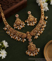 TNL1085 Antique Gold Guttapusalu Necklace With Lakshmi Pendant