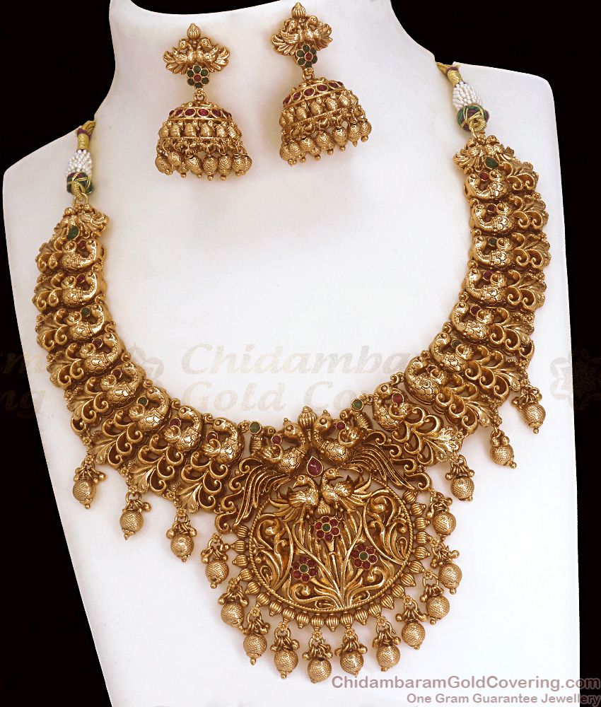 TNL1087 - Premium Bridal Antique Necklace Earring Jewelry Set Nagas Collections Shop Online