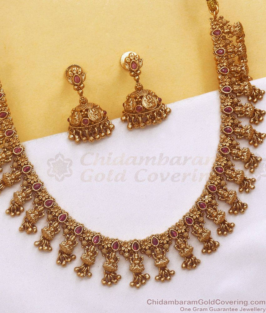 TNL1090 - Premium Antique Necklace Lakshmi Coin Earring Combo Designs