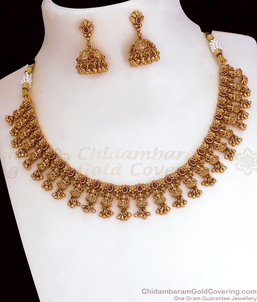 TNL1090 - Premium Antique Necklace Lakshmi Coin Earring Combo Designs