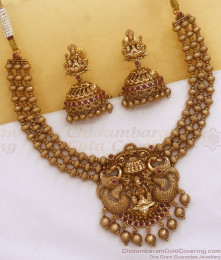 TNL1091 - Premium Matt Finish Nagas Temple Jewelry Necklace Earrings Combo Shop Online TNL1091 - Premium Matt Finish Nagas Temple Jewelry Necklace Earrings Combo Shop Online