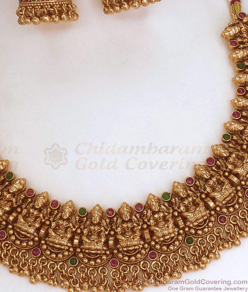 TNL1094 - Grand Bridal Antique Choker Gold Necklace Lakshmi Design Collections Shop Online