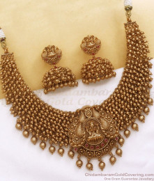 TNL1095 - Original Premium Nagas Temple Necklace Earring Set Gold Cluster Jewelry TNL1095 - Original Premium Nagas Temple Necklace Earring Set Gold Cluster Jewelry