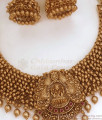 TNL1095 - Original Premium Nagas Temple Necklace Earring Set Gold Cluster Jewelry