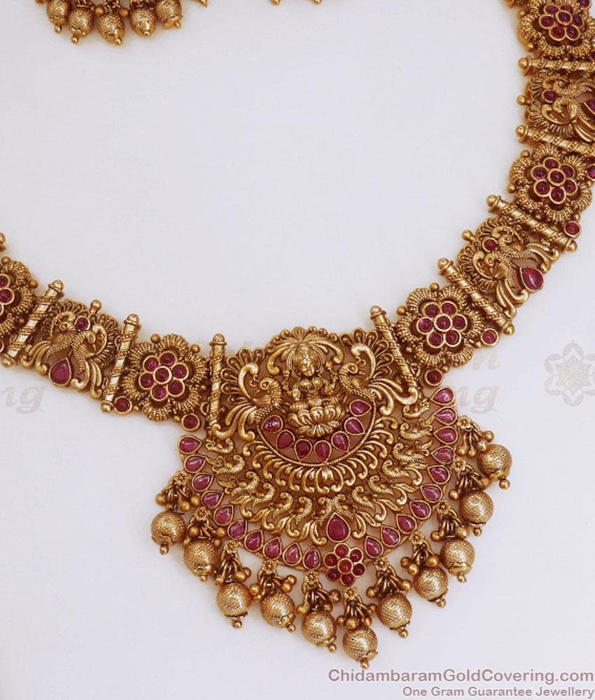 TNL1096 - Lakshmi Antique Necklace Earrings Kemp Stone Bridal Collections