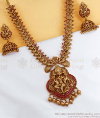 TNL1099 - Premium Antique Lakshmi Peacock Necklace Nagas With Jhumki TNL1099 - Premium Antique Lakshmi Peacock Necklace Nagas With Jhumki