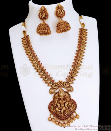 TNL1099 - Premium Antique Lakshmi Peacock Necklace Nagas With Jhumki TNL1099 - Premium Antique Lakshmi Peacock Necklace Nagas With Jhumki