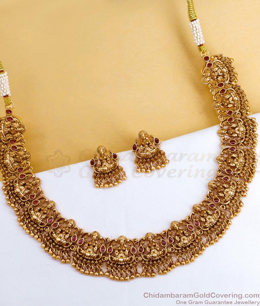 TNL1106 - High Quality Antique Gold Nagas Lakshmi Necklace Temple Jewelry Design TNL1106 - High Quality Antique Gold Nagas Lakshmi Necklace Temple Jewelry Design