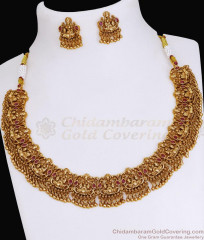 TNL1106 - High Quality Antique Gold Nagas Lakshmi Necklace Temple Jewelry Design TNL1106 - High Quality Antique Gold Nagas Lakshmi Necklace Temple Jewelry Design