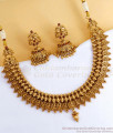 TNL1107 - Lakshmi Coin Matt Finish Antique Gold Necklace With Matching Jhumkas TNL1107 - Lakshmi Coin Matt Finish Antique Gold Necklace With Matching Jhumkas