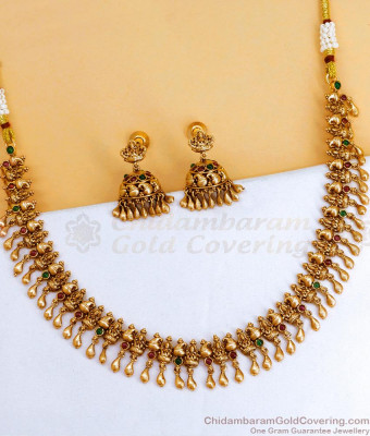 TNL1110 - Beautfiul Nagas Antique Gold Necklace Mango Design With Jhumkas