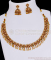 TNL1110 - Beautfiul Nagas Antique Gold Necklace Mango Design With Jhumkas TNL1110 - Beautfiul Nagas Antique Gold Necklace Mango Design With Jhumkas