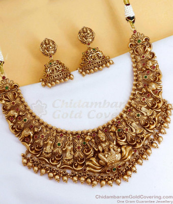 TNL1114 - Divine Lakshmi Temple Necklace Earring Nagas Wedding Jewelry Online