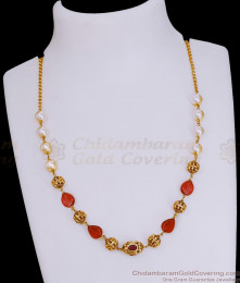 TNL1115 - Vintage Look Antique Gold Ruby Crystal Beads Pearl Necklace Design