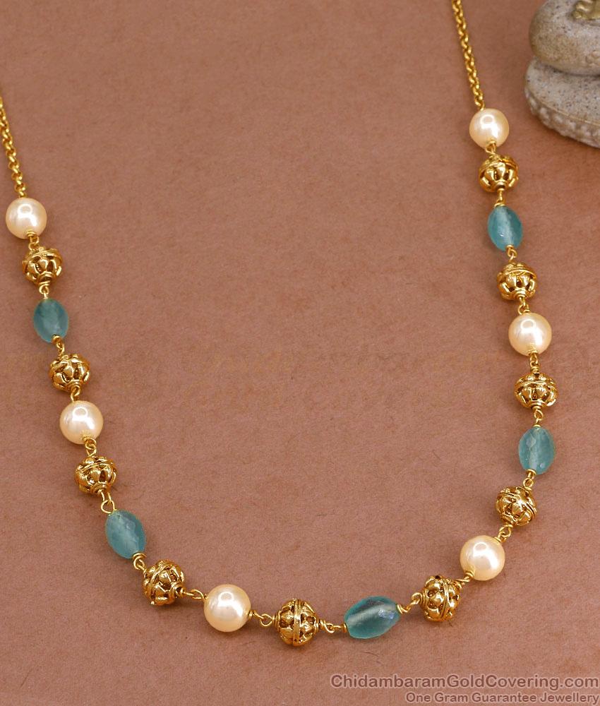TNL1119 - Beautiful Aqua Blue Crystal Antique Pearl Necklace Collection Online TNL1119 - Beautiful Aqua Blue Crystal Antique Pearl Necklace Collection Online