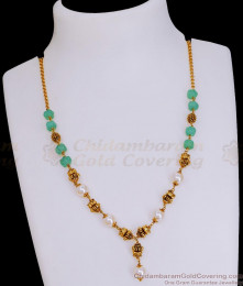 TNL1120 - Antique Golden Beads Blue Crystal Necklace Pearl Jewelry