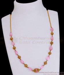 TNL1121 - Glamorous Antique Gold Necklace Pink Crystal Design For Brides 
