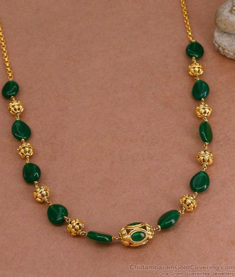 TNL1122 - Attractive Green Crystal Bridal Antique Necklace Design Shop Online