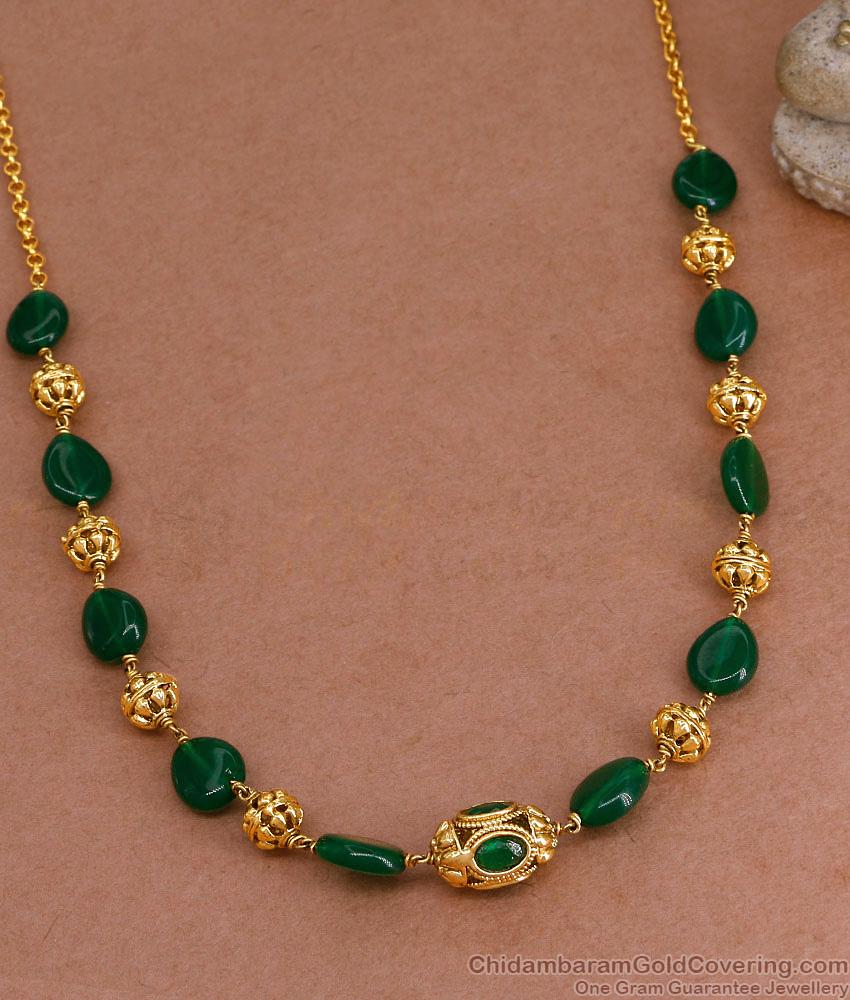 TNL1122 - Attractive Green Crystal Bridal Antique Necklace Design Shop Online TNL1122 - Attractive Green Crystal Bridal Antique Necklace Design Shop Online