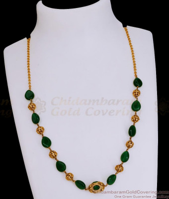 TNL1122 - Attractive Green Crystal Bridal Antique Necklace Design Shop Online