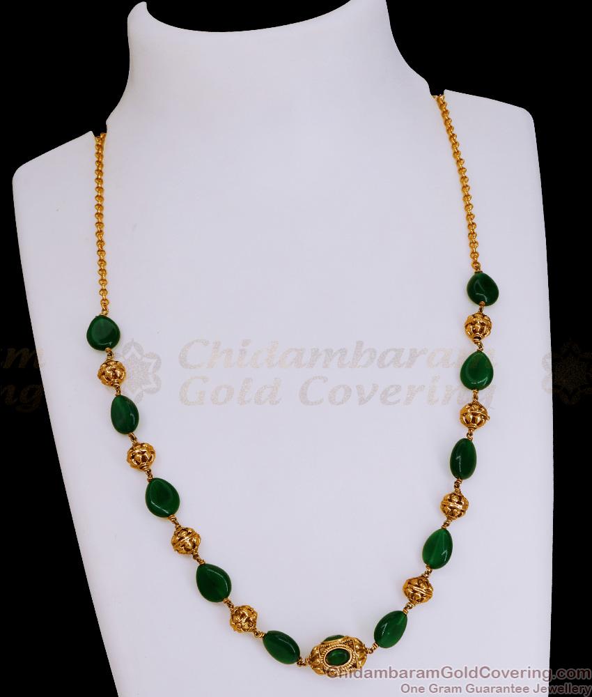 TNL1122 - Attractive Green Crystal Bridal Antique Necklace Design Shop Online TNL1122 - Attractive Green Crystal Bridal Antique Necklace Design Shop Online