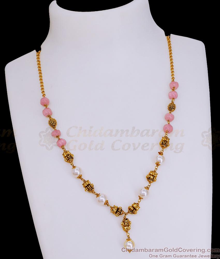 TNL1125 - Pink Crystal Antique Beads Mala Pearl Jewelry For Women