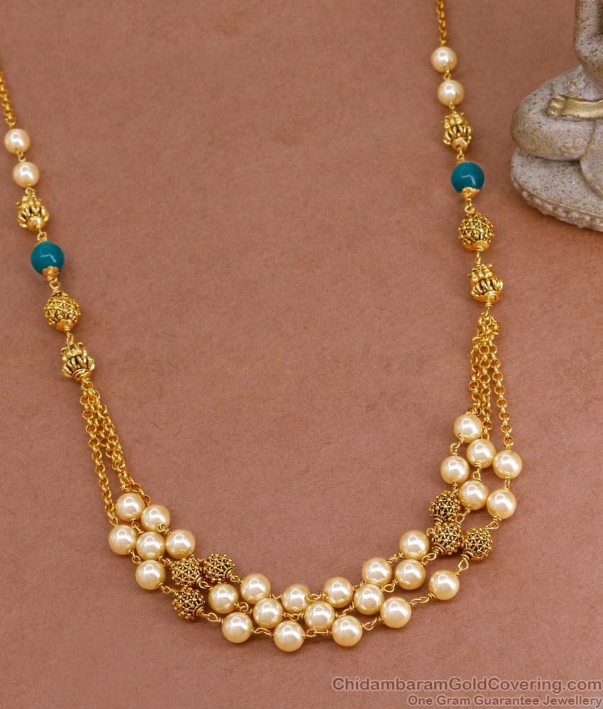 TNL1127 - Matt Finish Antique Pearl Beads Mala Multi Line Design TNL1127 - Matt Finish Antique Pearl Beads Mala Multi Line Design