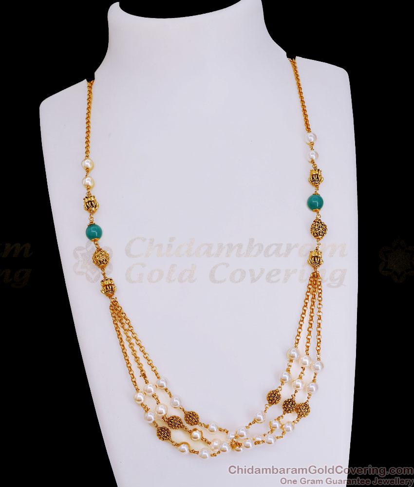 TNL1127 - Matt Finish Antique Pearl Beads Mala Multi Line Design TNL1127 - Matt Finish Antique Pearl Beads Mala Multi Line Design