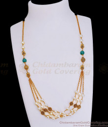 TNL1127 - Matt Finish Antique Pearl Beads Mala Multi Line Design