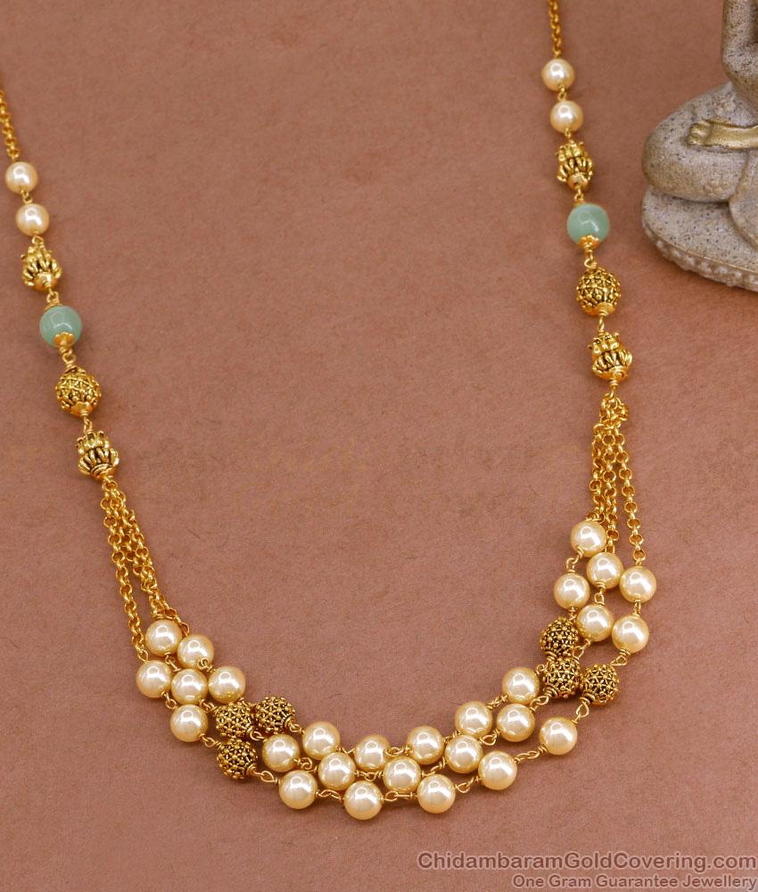 TNL1128 - Triple Line Antique Finish Pearl Necklace Collections TNL1128 - Triple Line Antique Finish Pearl Necklace Collections