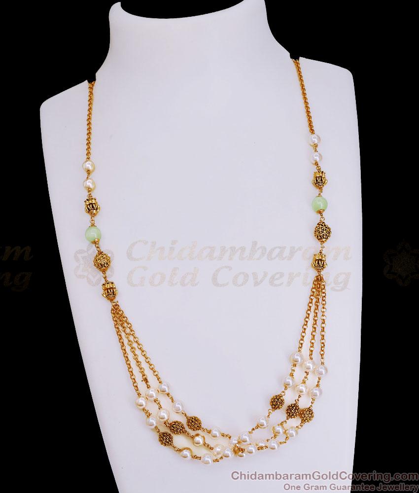 TNL1128 - Triple Line Antique Finish Pearl Necklace Collections TNL1128 - Triple Line Antique Finish Pearl Necklace Collections