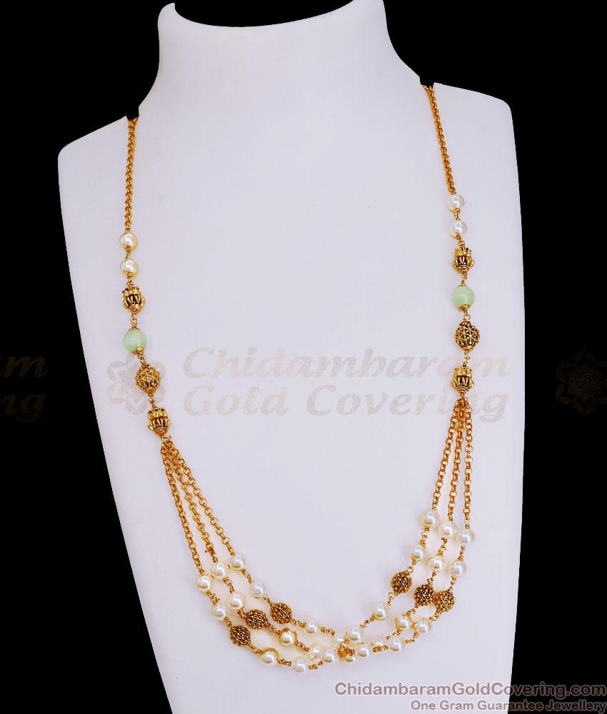 TNL1128 - Triple Line Antique Finish Pearl Necklace Collections TNL1128 - Triple Line Antique Finish Pearl Necklace Collections