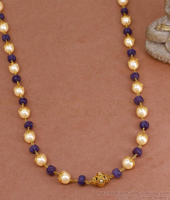 TNL1132 - Semi Precious Amethyst Stone Pearl Necklace Collection