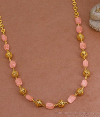 TNL1133 - Short Antique Golden Beads Pink Crystal Necklace Designs TNL1133 - Short Antique Golden Beads Pink Crystal Necklace Designs