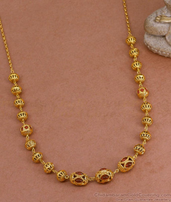 TNL1136 - Ruby Stone Nagas Temple Jewelry Necklace Beads Design