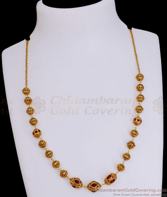 TNL1136 - Ruby Stone Nagas Temple Jewelry Necklace Beads Design