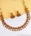 TNL1143 Glittering Ruby Kemp Stone Antique Gold Necklace Bridal Jewelry TNL1143 Glittering Ruby Kemp Stone Antique Gold Necklace Bridal Jewelry