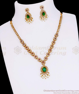 TNL1145 Buy Ad Stone Antique Gold Necklace Earring Combo For Bridal Wear