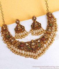 TNL1146 Premium Quality Lakshmi Design Ad Stone Antique Choker Necklace Design For Wedding TNL1146 Premium Quality Lakshmi Design Ad Stone Antique Choker Necklace Design For Wedding