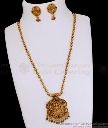 TNL1148 Light Weight Antique Finish Gold Lakshmi Necklace With Matching Earring TNL1148 Light Weight Antique Finish Gold Lakshmi Necklace With Matching Earring
