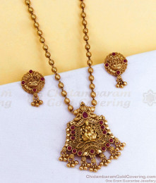 TNL1150 Buy Ruby Stone Lakshmi Design Antique Gold Necklace Temple Jewelry