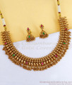 TNL1156 New Arrival Kemp Stone Antique Finish Lakshmi Necklace Jhumka Mullaipoo Set TNL1156 New Arrival Kemp Stone Antique Finish Lakshmi Necklace Jhumka Mullaipoo Set
