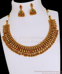 TNL1156 New Arrival Kemp Stone Antique Finish Lakshmi Necklace Jhumka Mullaipoo Set TNL1156 New Arrival Kemp Stone Antique Finish Lakshmi Necklace Jhumka Mullaipoo Set