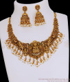 TNL1161 South Indian Bridal Nagas Elephant Lakshmi Necklace Ruby Stone Temple Wear